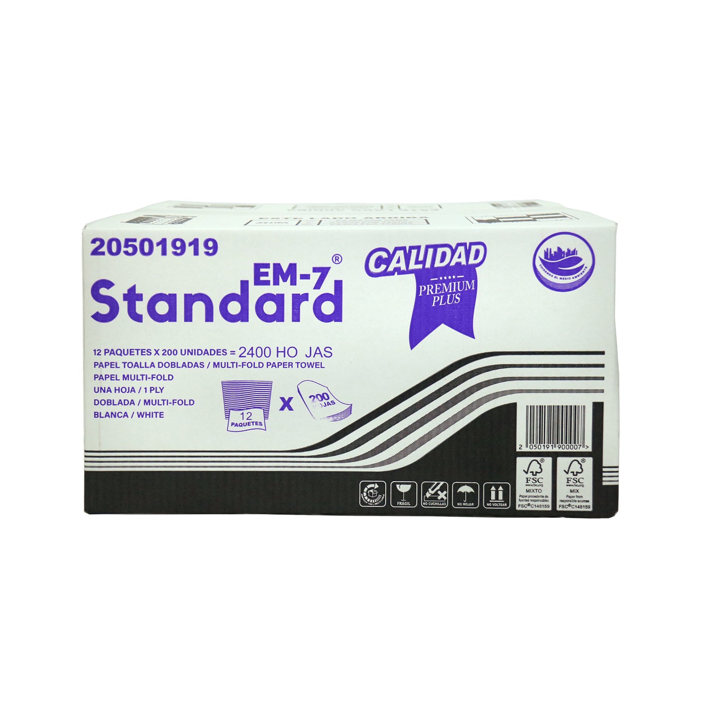 PAPEL TOALLA MULTI FOLIADA 12 PAQUETES X 200 HOJAS